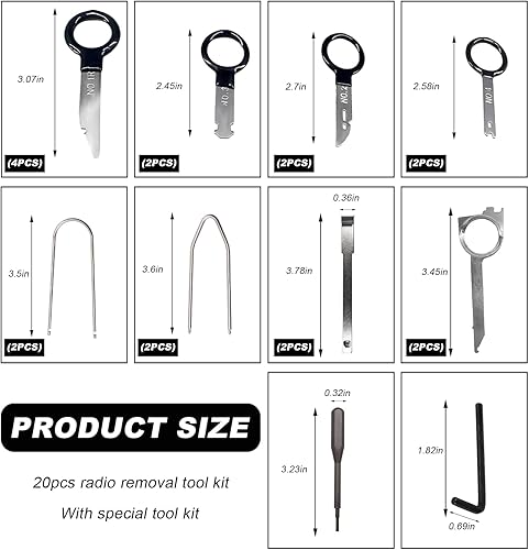 Miniatura 2 de Kit de herramientas de extracción de radio de 20 piezas, reproductor de CD estéreo profesional, kit de herramientas de extracción de radio, juego de