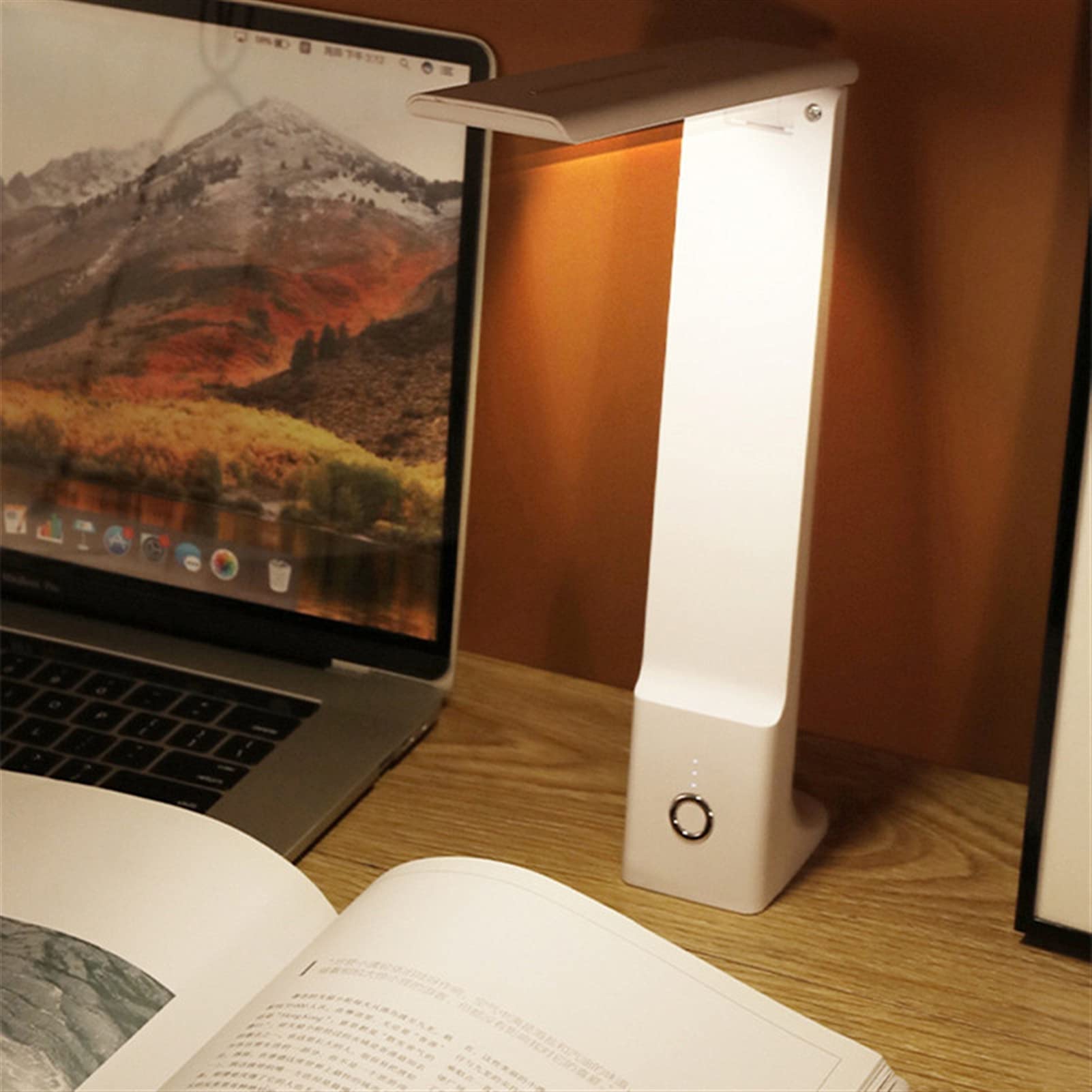 lampka do czytania, Lampa biurkowa z możliwością ładowania przez USB, bezstopniowa, składana, lampka do czytania w biurze, dotykowy włącznik