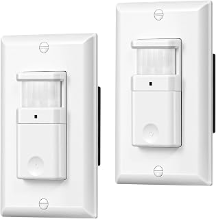 DEWENWILS Motion Sensor Light Switch, Single Pole, Motion Activated Wall Switch, Needs Neutral Wire, 5A for Hallway, Bathroom, Storage Room, 2 Pack, UL Listed, White