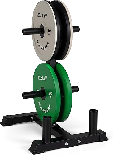 Miniatura 18 de CAP Barbell - Juego de discos olímpicos de goma de 2 pulgadas con soporte de 6 postes, 100-370 libras, múltiples opciones