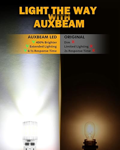 Miniatura 8 de Auxbeam 194 bombillas LED blancas mejoradas, 10 unidades, 400% más brillantes Canbus sin errores 168 2825 T10 W5W bombillas LED para luces de