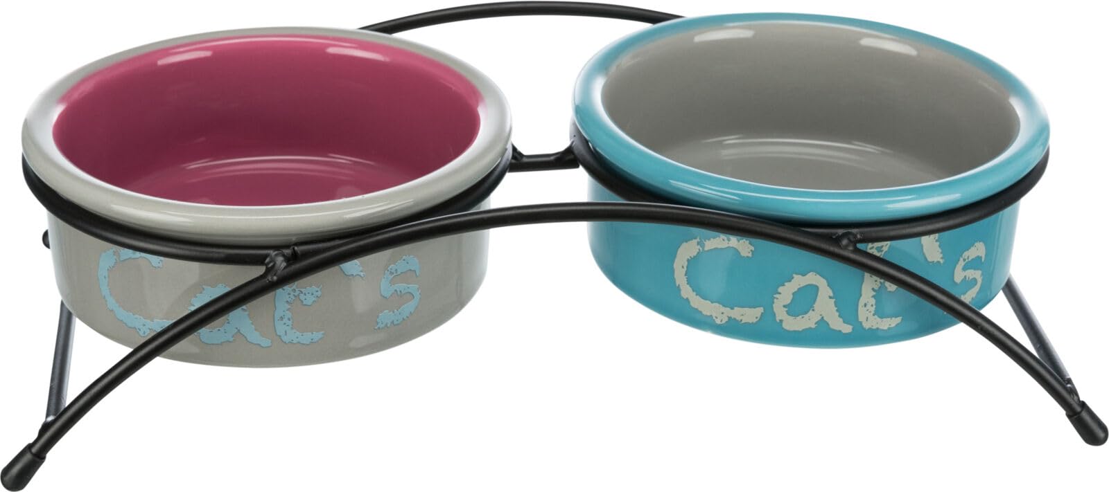 Trixie Eat on Feet Set Écuelles Céramique pour Chien Bleu Clair/​Orange/​Mauve 2 x 0,​3 L/​Diamètre 12 cm
