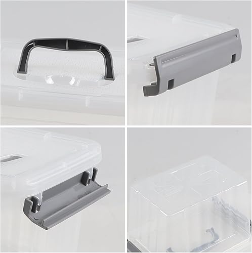 Miniatura 2 de Cajas pequeñas con cierre transparente de 3.5 cuartos de galón con asa, pequeños contenedores de almacenamiento de plástico con tapa, 6 paquetes