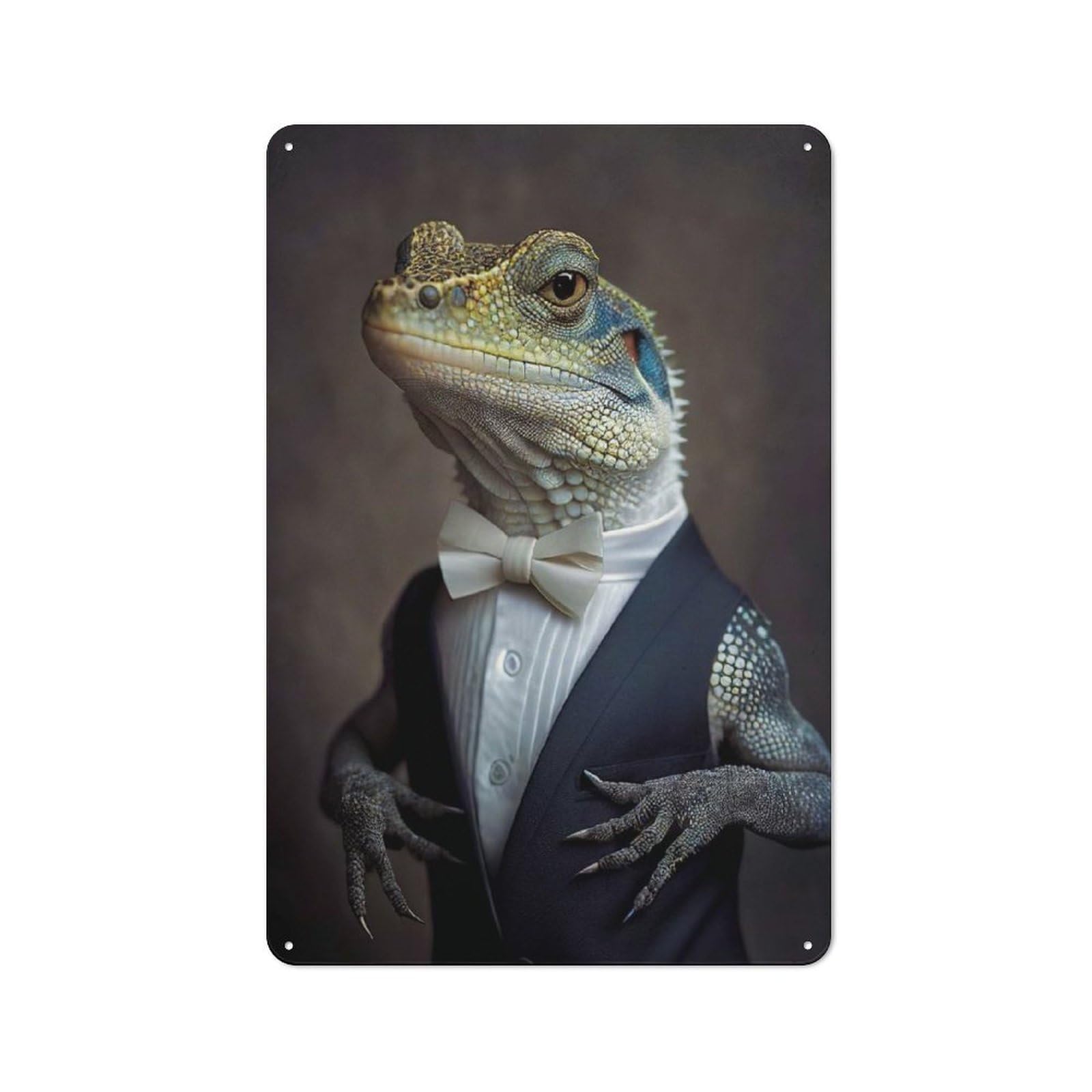 Well Dressed Lizard Farmhouse Metal Sign 30x20cm, Rustic Cottage Wall Art for Cottage, Kitchen, Hallway Or Breakfast Nook
