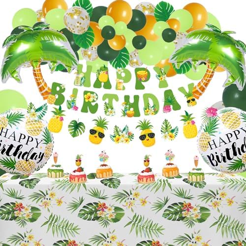 EASY JOY Décoration Anniversaire Orange Et Or - Kit Complet Réutilisable Avec Guirlande Joyeux Anniversaire, Ballons Nid D'Abeille Et Fleurs En Papier Pour Fêtes Élégantes