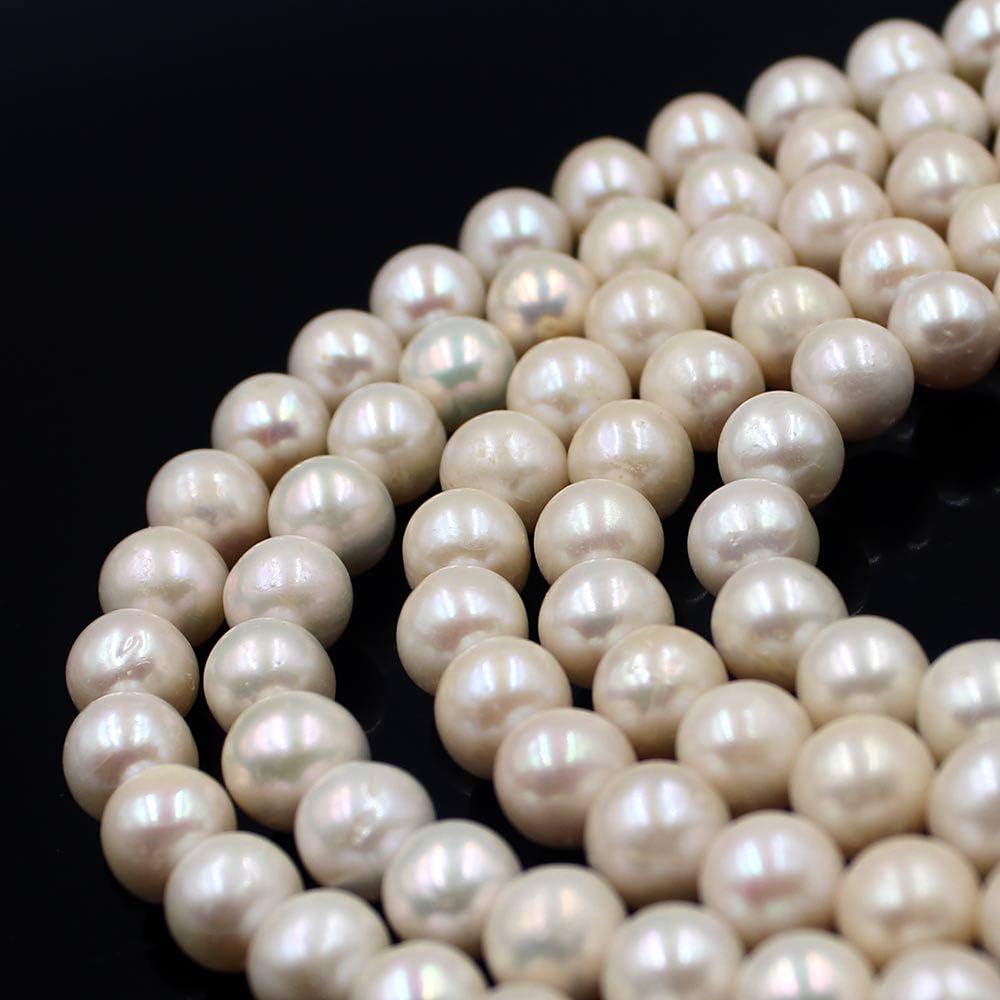 Natural 9-10mm 3A Perfect Round White Cultured Freshwater Pearl Jewelry Beads Strand 15" Natural Stone for Necklace Bracelet DIY Design