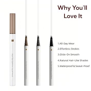 2 Pack Precise 4-Tip Brow Pencil Microblading Eyebrow Pencil, Eyebrow Pencils for Women, Create Natural-Looking Fuller Brows with Hair-Like Strokes, Last All-Day Eyebrow Pen (Matte Black)