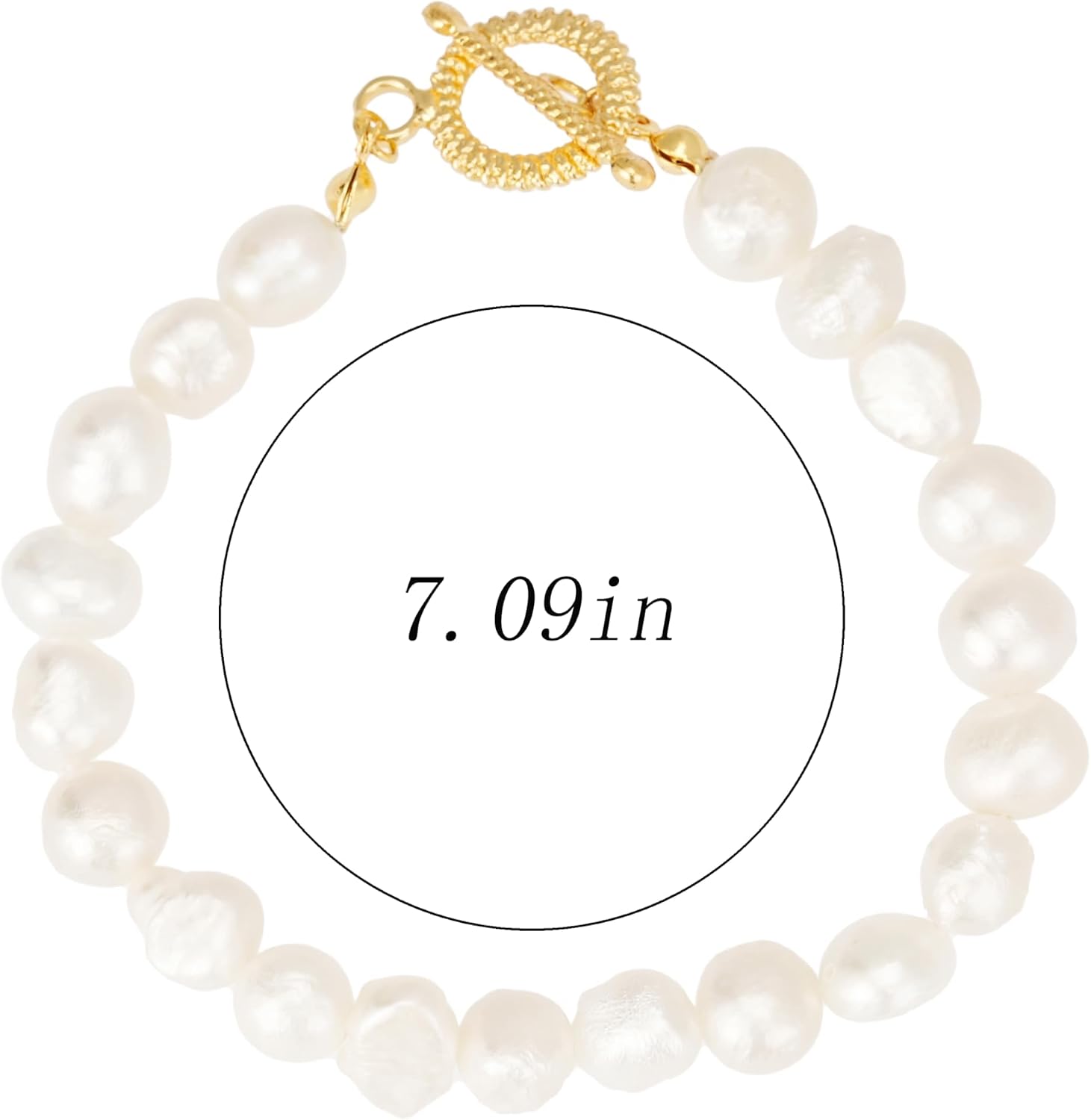 Sylph Pearl Bracelets for Small Wrists, Freshwater Pearl Bracelet, Baroque White Beaded Adjustable Stretch Bracelets, Beach Wedding Jewelry Birthday Gifts for Women Bride