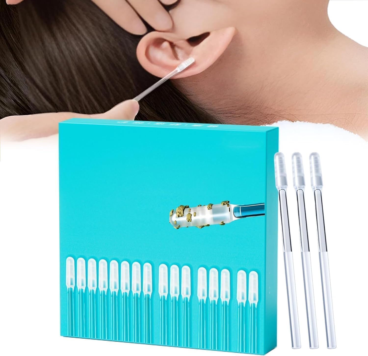 24 Pcs Reusable Ear Cleaner - Soft Silicone Adhesive Sticky Ear Cleaner Tool Set For Ear Cleaning, Washable Resin Tip Ear Wax Removal Tool Ear Cleaner Stick Or Adults Children-image-42