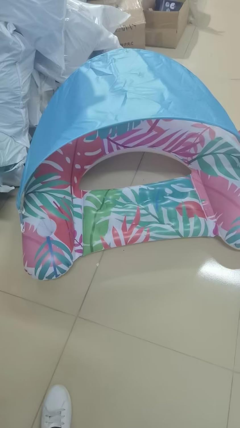 Pool Float with Canopy and Cup Holder,Inflatable Pool Float