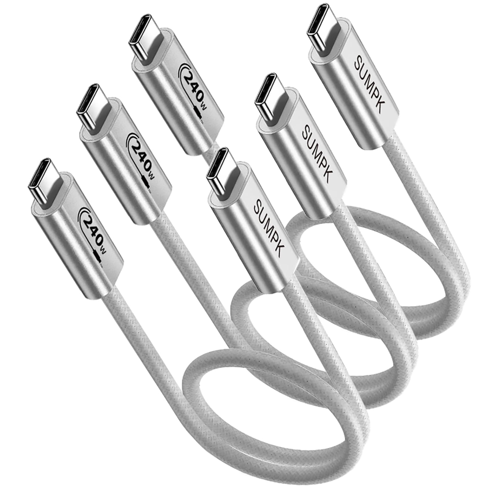 SUMPK 240W USB C to USB C Cable 2FT 3 Packs, Short Type C Fast Charge Cord | 480Mbps Data…