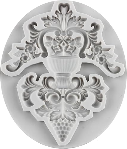 Miniatura 9 de MINFEIDMS Moldes de fondant barroco con borde de desplazamiento barroco, moldes de silicona para decoración de tartas, decoración de cupcakes,