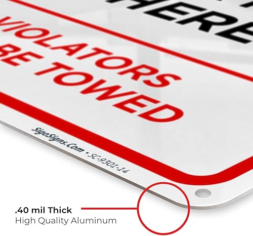 Miniatura 14 de Letrero personalizado de Reserved Parking All Violators Will Be Towed, 12 x 18 pulgadas, libre de óxido, aluminio 063, resistente a la decoloración