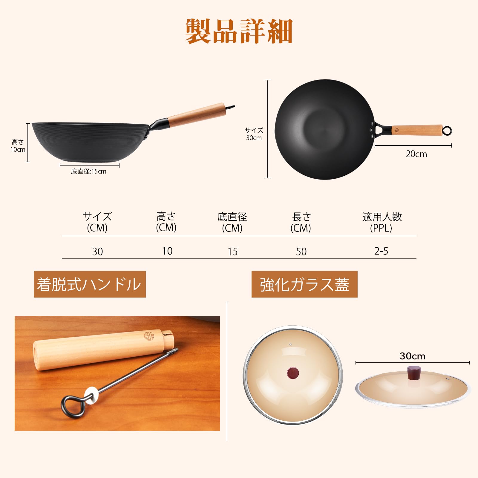 Amazon｜WANGYUANJI 中華鍋 30cm 炒め鍋 IH ガス対応 ガラス蓋付き