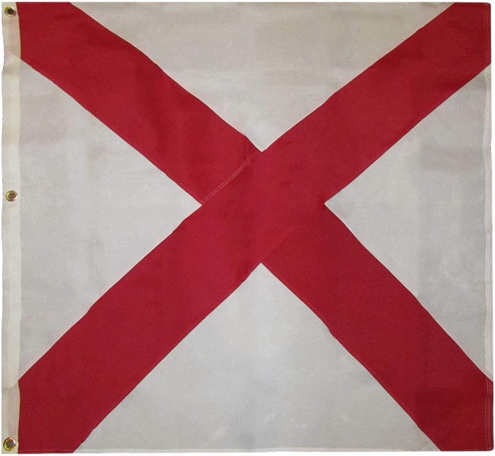4x4 Embroidered State of Alabama 600D 2 Ply Nylon Premium Quality Flag 4'x4' with Clips