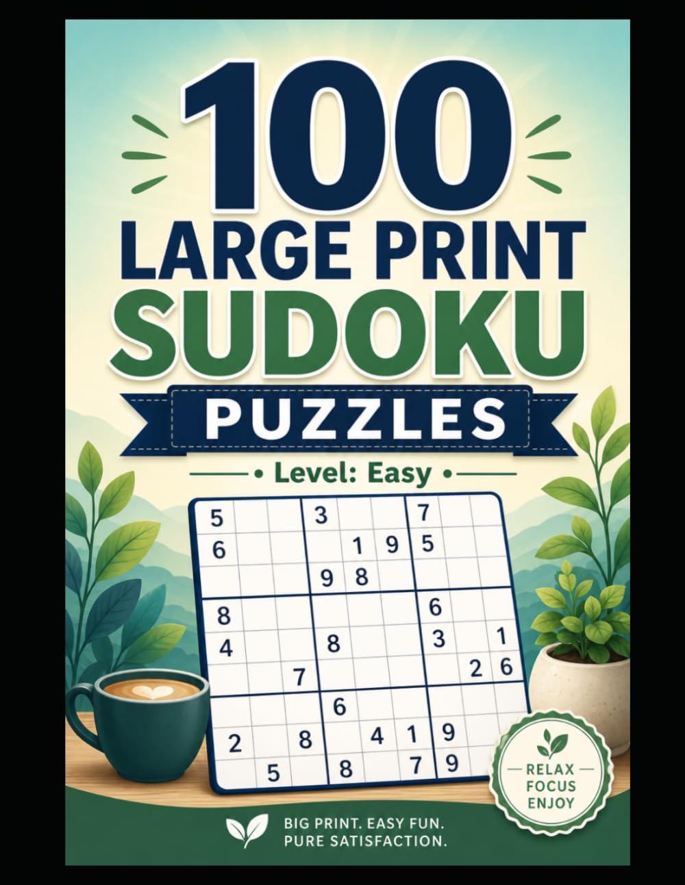 100 Large Print Sudoku Puzzles: Easy Sudoku for Adults and Seniors with Big Grids, One Puzzle Per Page, and a Complete Answer Key