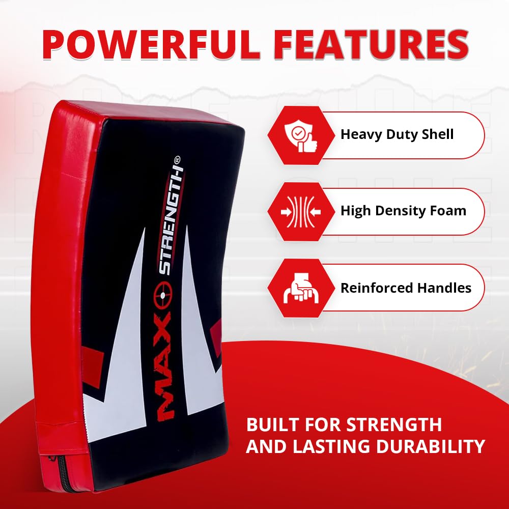 MAXSTRENGTH Scudo professionale per kickboxing, tappetino curvo per Muay Thai, ideale per MMA, arti marziali, karate, taekwondo, allenamento