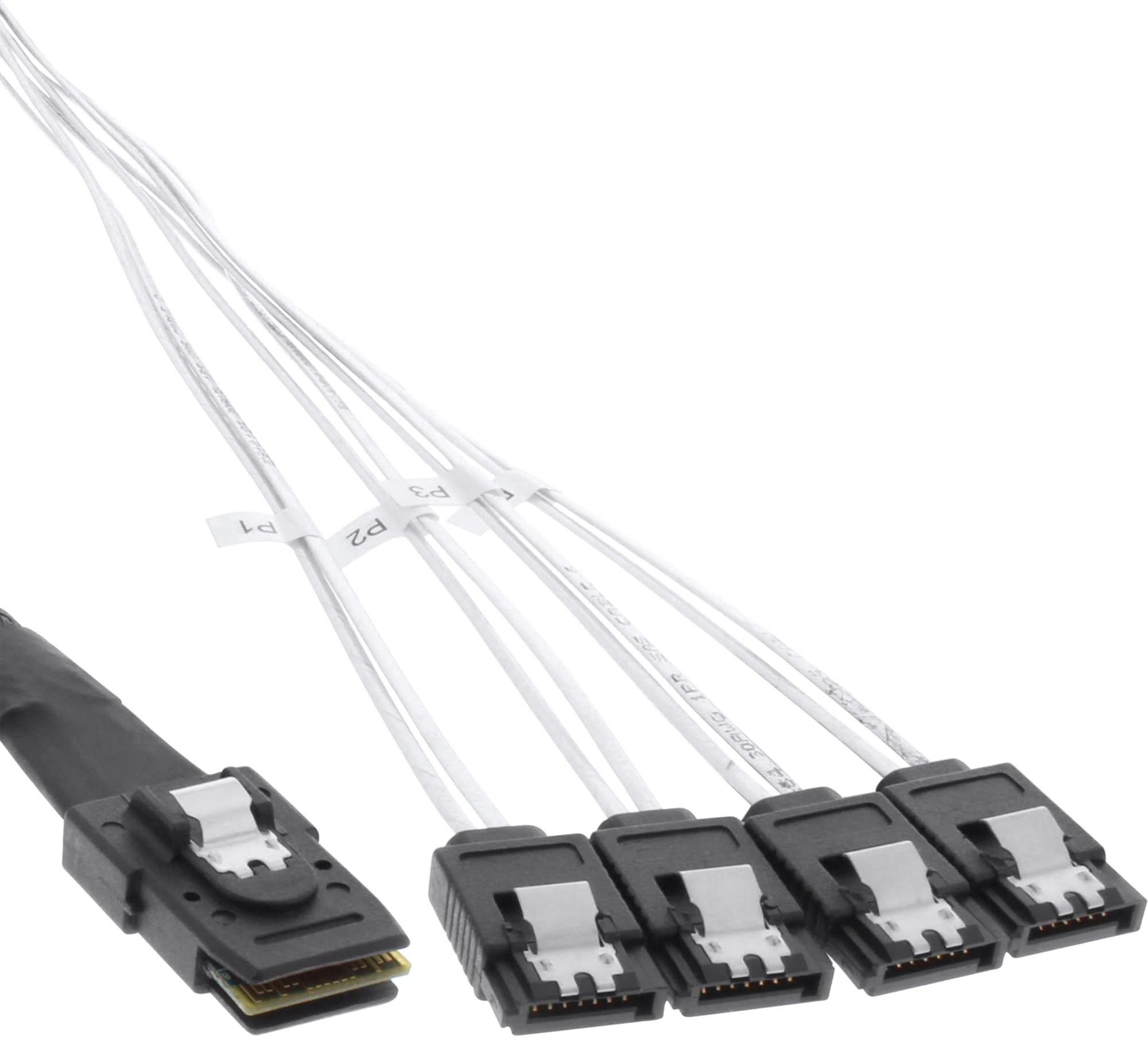 InLine® 27620 mini SAS cable SFF8087 to 4x SATA, 1: 1, OCR 0.5 m