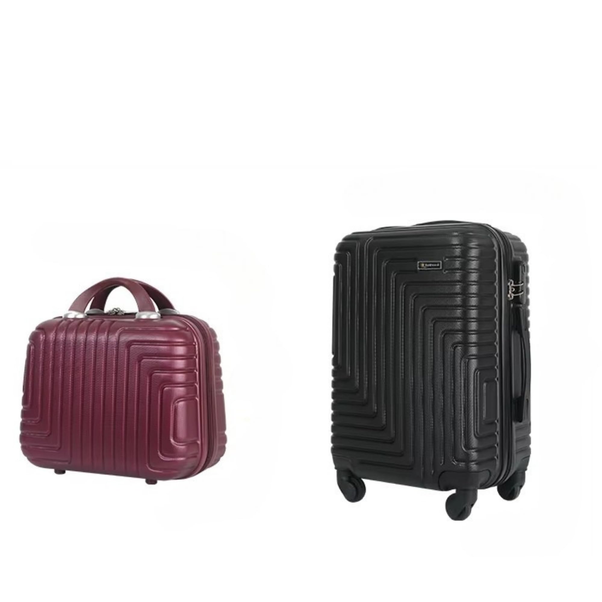 Set di 6 valigie con 4 trolley rigidi a ruote doppie + 2 beauty case, antigraffio antiurto lacci interni tasche con zip valigie da viaggio resistenti leggere da 39 a 55 cm nere eleganti