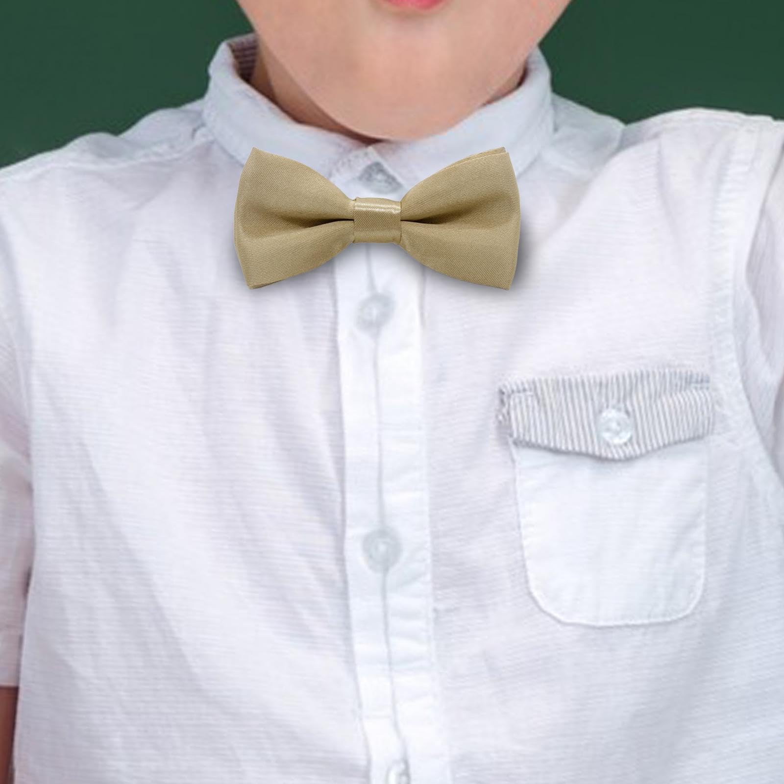 ILSMYSUTRA Kids Bow Tie Versatile Soft Tux Bowties for Birthdays Stage Performance Prom Khaki|Ties - Image 7 thumbnail
