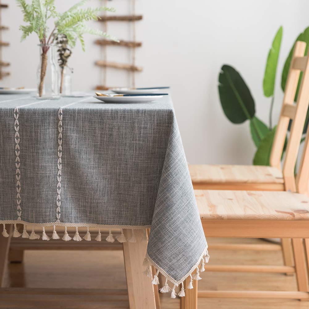 Flei Tabletop Protector 140x295cm, Tischtücher Weihnachten, Waschbare Anti Falten Pflegeleicht Antirutsch, Für Deko Hochzeit Hotel Restaurant Cafe Gastronomie - Grau