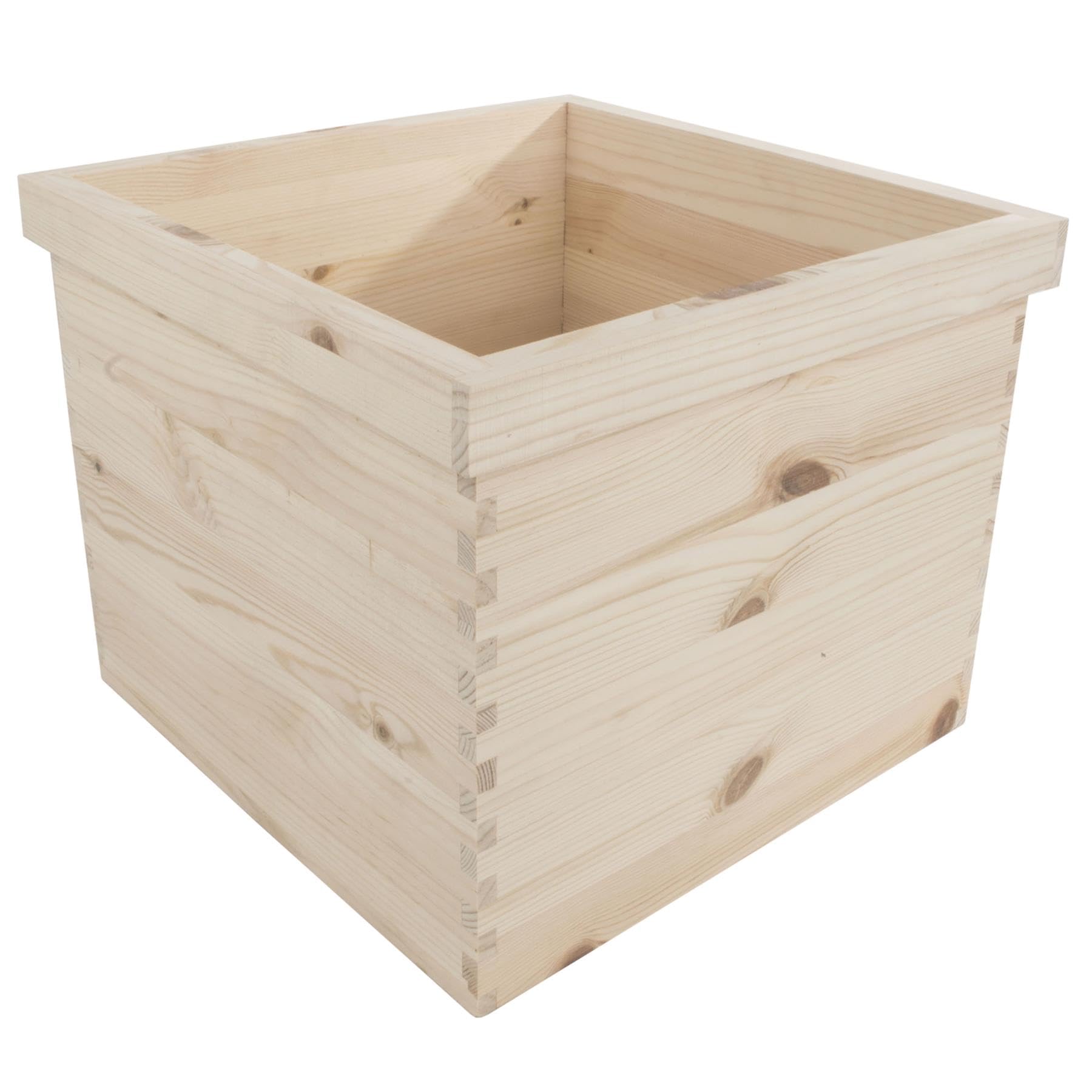 WooDeeDoo Extra Large Square Wooden Planter Box – Unfinished Pine Herb Pot with Decorative Rim for Indoor Planting Craft Storage or DIY Customisation – 32 x 32 x 25 cm