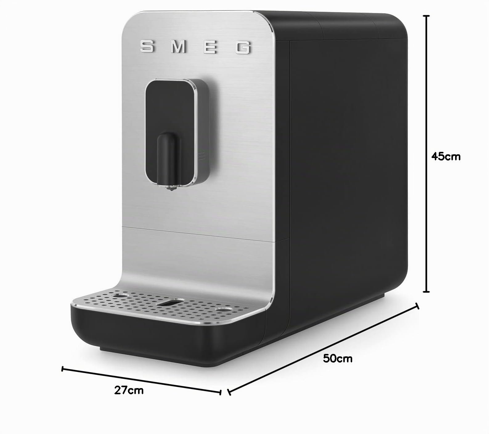 Smeg, Machine à Café Expresso Automatique BCC11BLMEU, Broyeur à grain intégré, Système Thermoblock, Réservoir d'Eau 1,4 L, Bac Récupérateur Amovible, Dimensions Compactes, 1350W, Noir