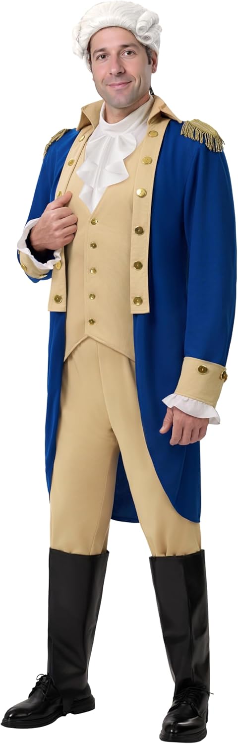 Spooktacular Creations Halloween Founding Father Costume, Blue Men Colonial Costume for Halloween Party
