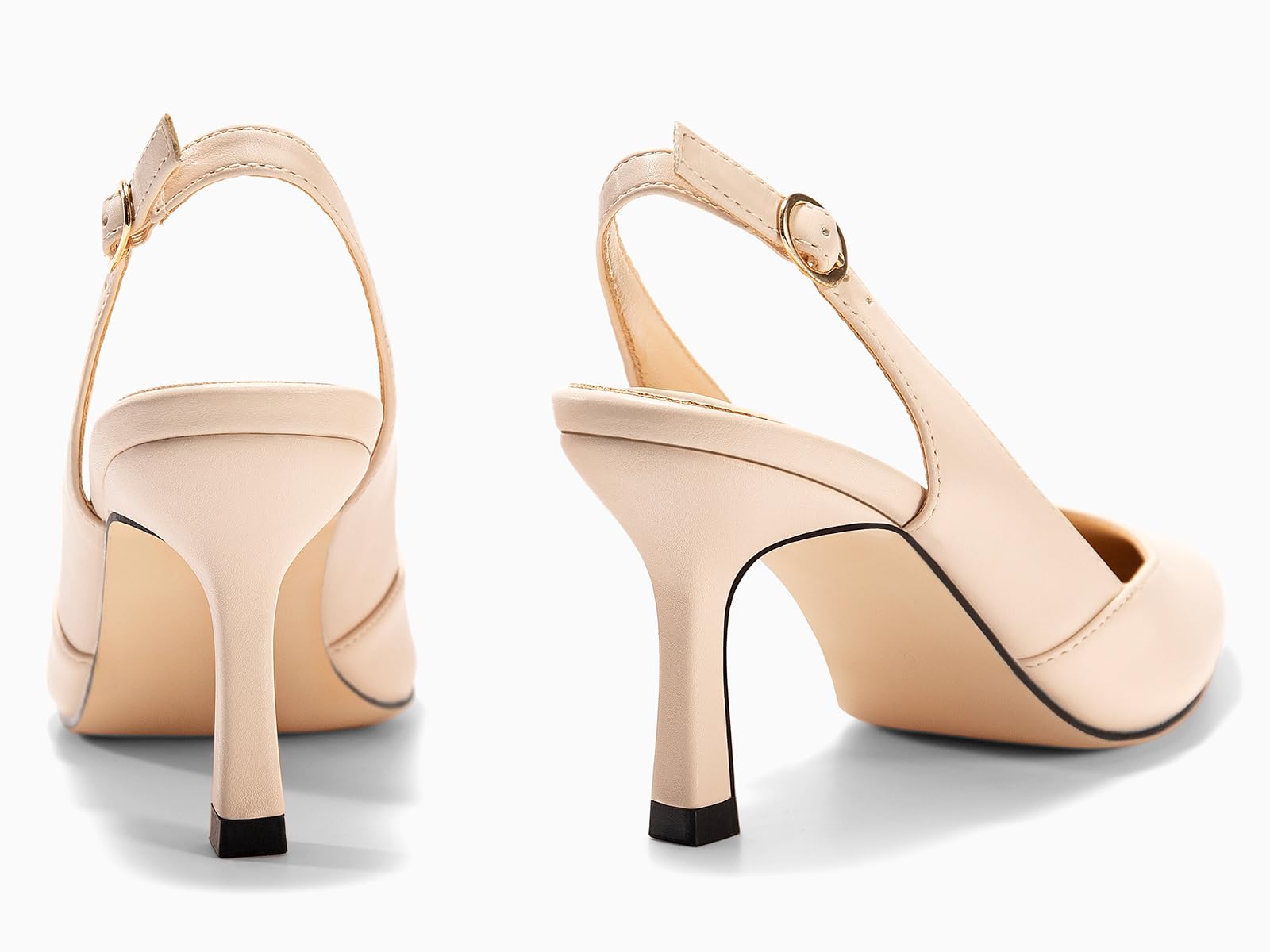 Coutgo Zapatos de tacón bajo Gatito con Tira al talón para Mujer, Punta Cerrada, para Bodas, Fiestas y Vestidos