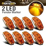 Partsam 8x 2 Diode Amber Mount Clearance LED Light Side Fender Marker Assembly truck trailer Universal