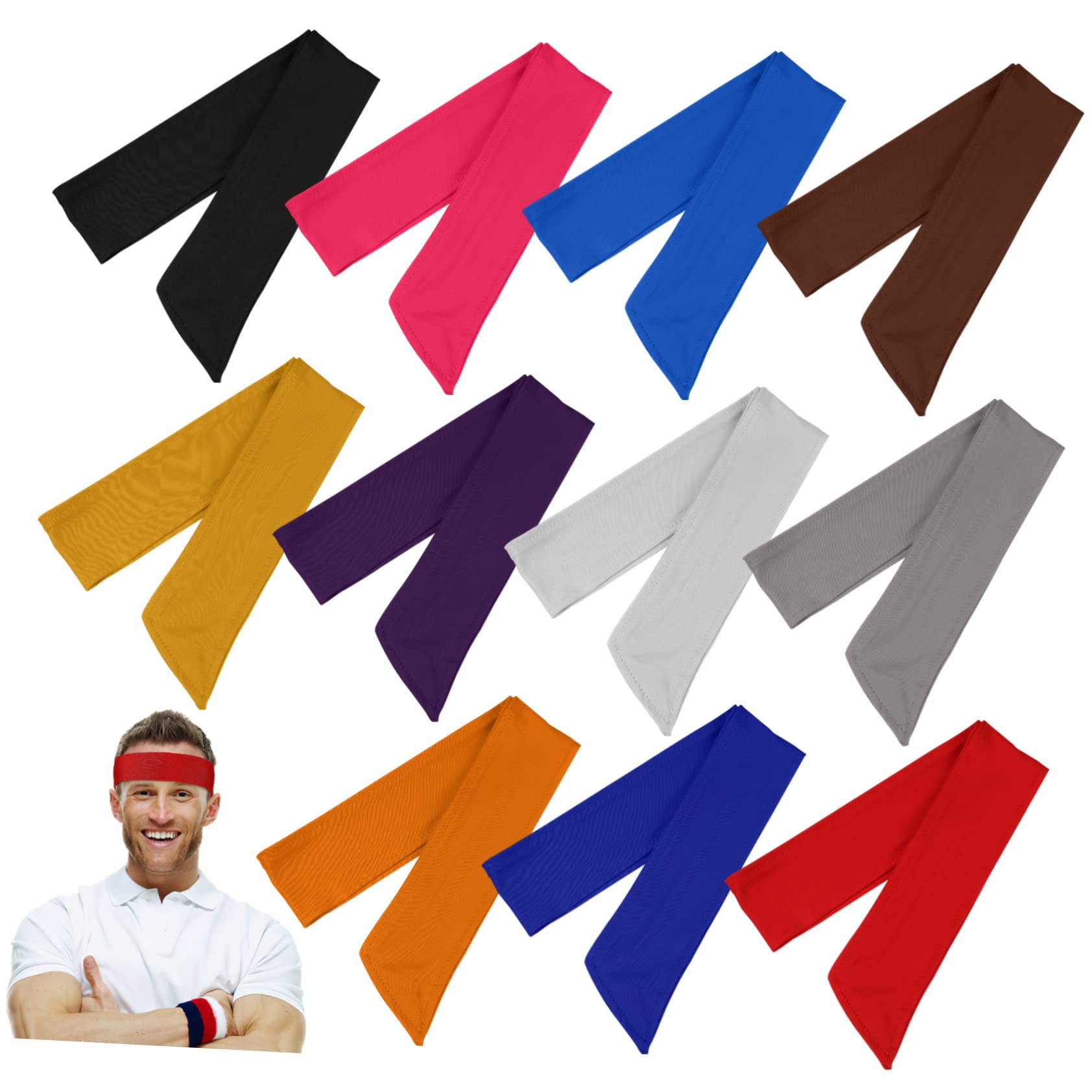 15 Piezas Diademas Ajustables para Hombres y Mujeres Bandanas Elásticas Absorbentes de Sudor Paquete de Diademas Deportivas para Actividades Baloncesto Tenis y Gimnasio
