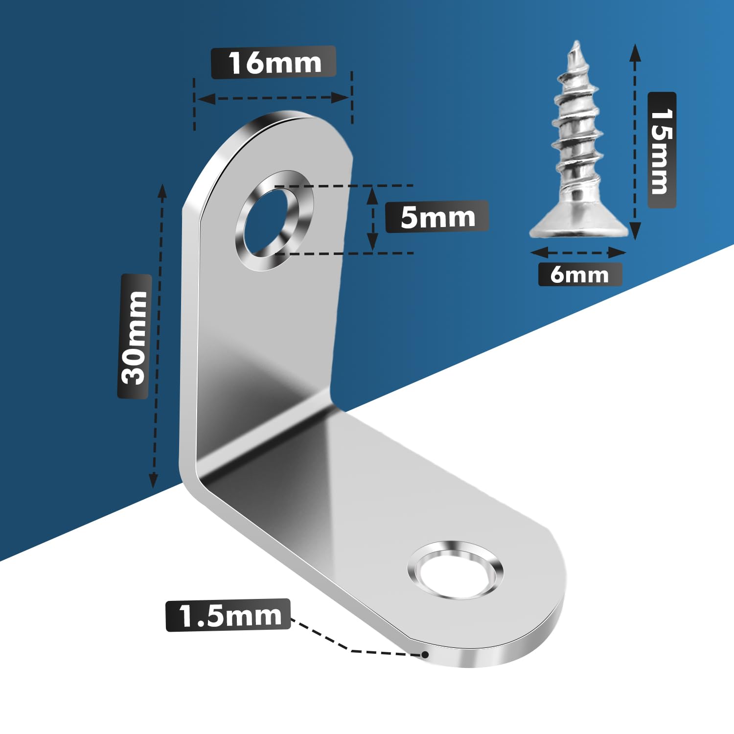 Shinfly Staffe Angolari 40 Pezzi 30 x 30 mm 90° Per Legno Con Viti
