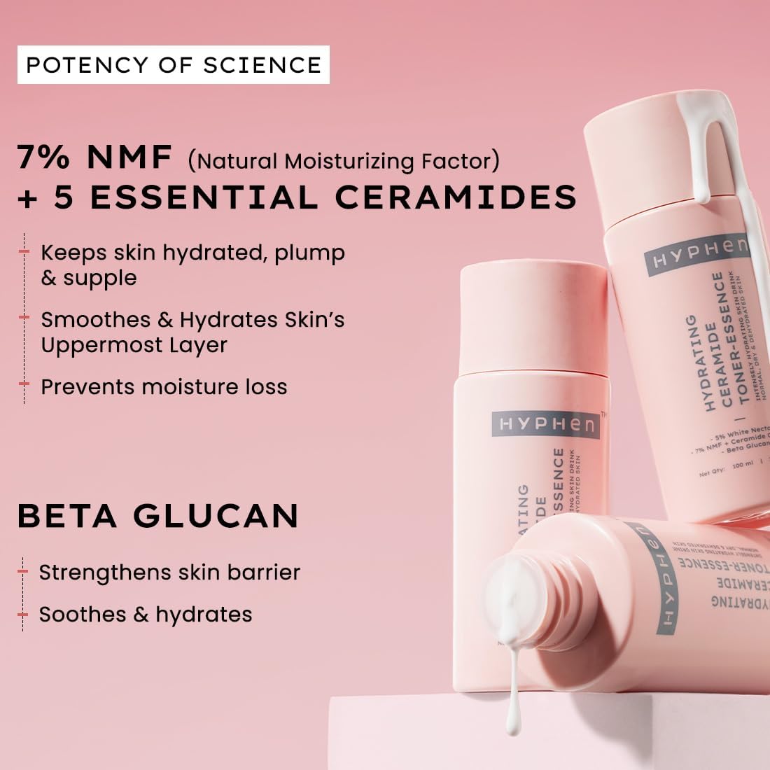 Hyphen 7% Ceramides-NMF Milky Face Toner Essence | 5% Glass Skin Blend of Rice Water, Oatmeal & Snow Mushroom Extracts |Hydrates & Nourishes| Alcohol Free Toner| for All Skin Types - 100ml