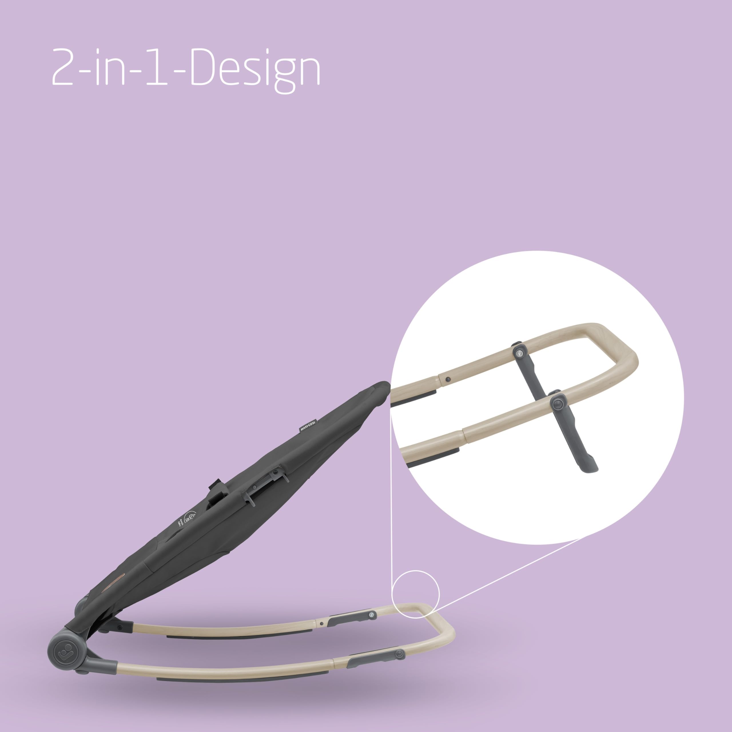 Maxi-Cosi Loa Babywippe, ultrakompakt zusammenklappbare, leichte Babywippe, 2 Liegepositionen, tragbare Babywippe aus 100 % Recyclingmaterialien, 0 bis ca. 2 Jahre, 0–12 kg, Beyond Graphite