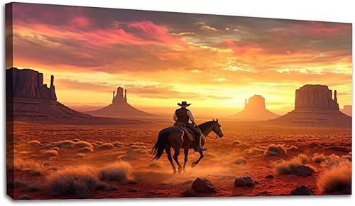 Miniatura 13 de 30"x 60" Canvas Wall Art Western Cowboy Gold Vintage Horse Southwestern Desert Framed Pictures Painting Prints Large Wall Art for Living Room