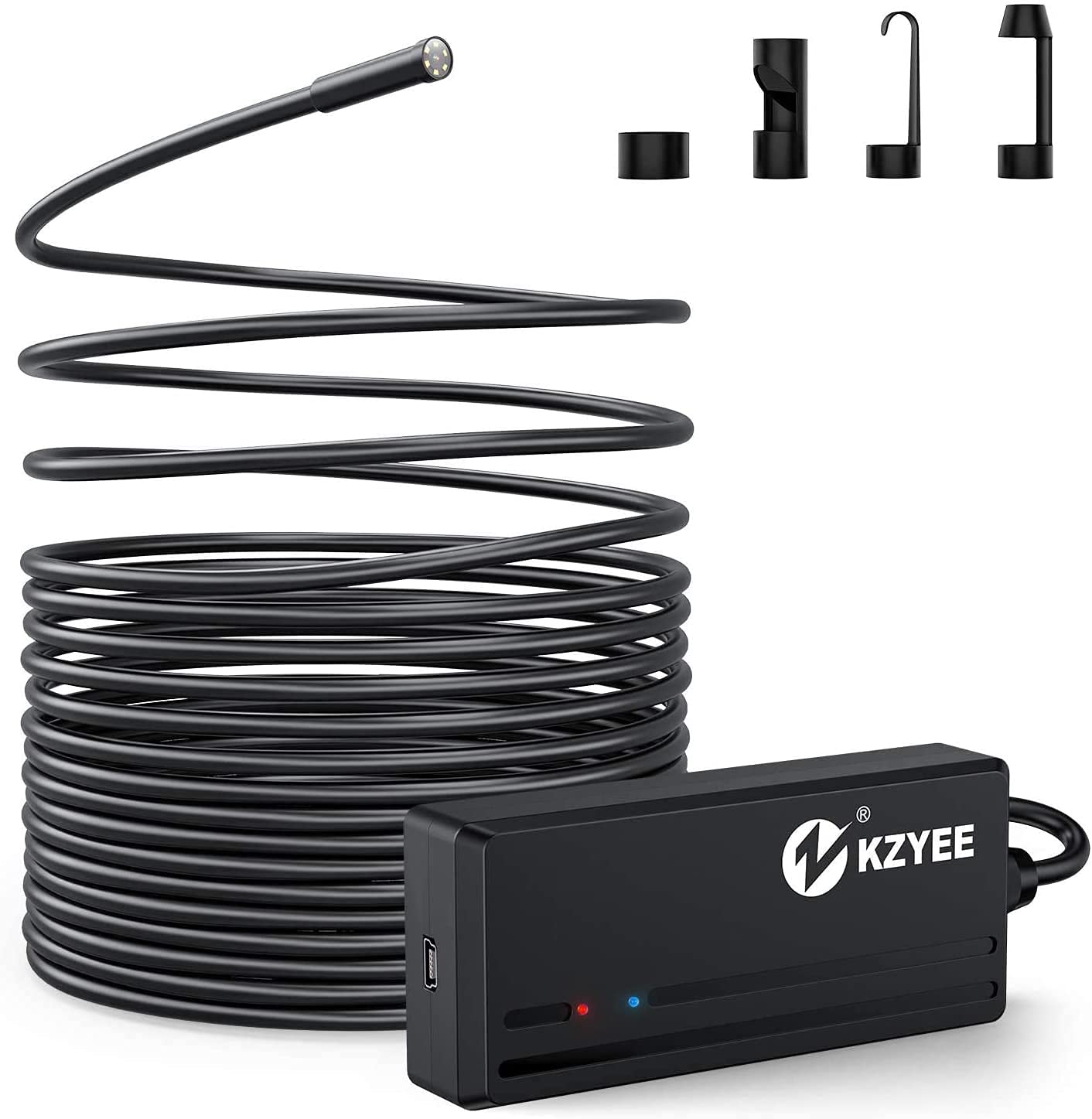 KZYEE Wireless Endoscope, 5.5mm WiFi Borescope Inspection 2.0M 1080P HD Snake Camera with Light for Android & iOS Smartphone Tablet-16.5FT