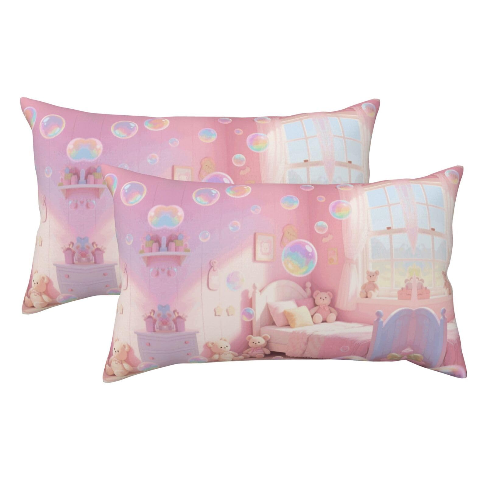 Colored Bubbles Luxury King Pillowcases Set of 2, Plush Velvet Feel Pillow Covers with Hidden Zipper, Skin & Hair Friendly, 20x36 Inches Pillow Cases for Sleeping Gift