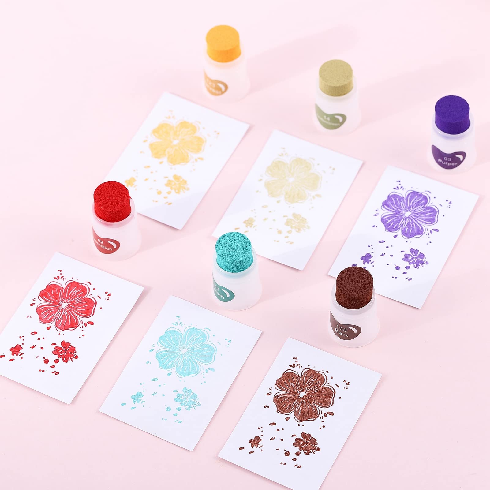 Mini Tampone per Inchiostro per Bambini 35 Colori - Spugna Ad Alta Densità, Copertura Brillante E Forte - Perfetto per Progetti Artistici E Creativi