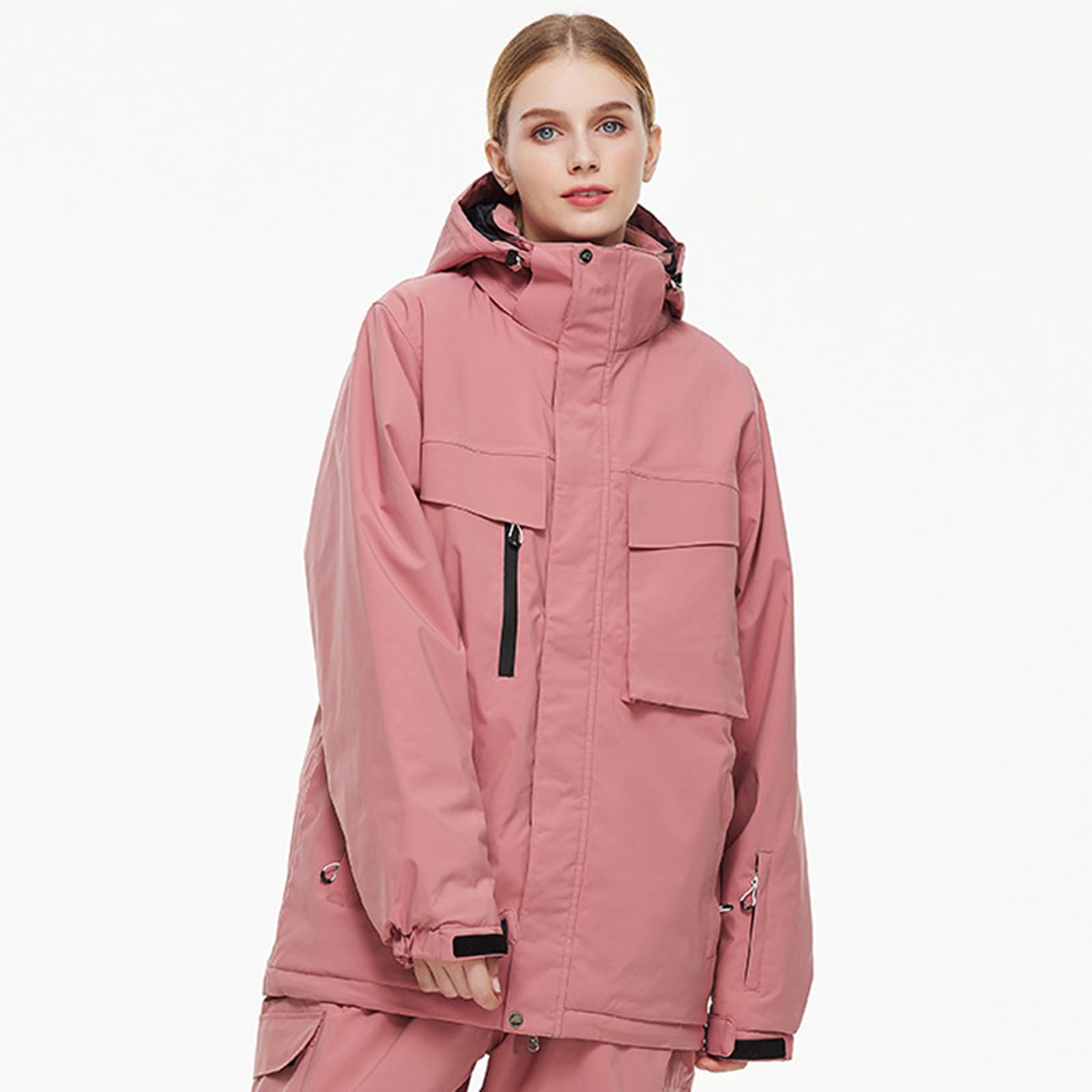 GS SNOWING Women's Ski Jackets Men's Snow Jacket Windproof Waterproof Warm Winter Coat Snowboarding Insulated Jacket with Hooded Red M