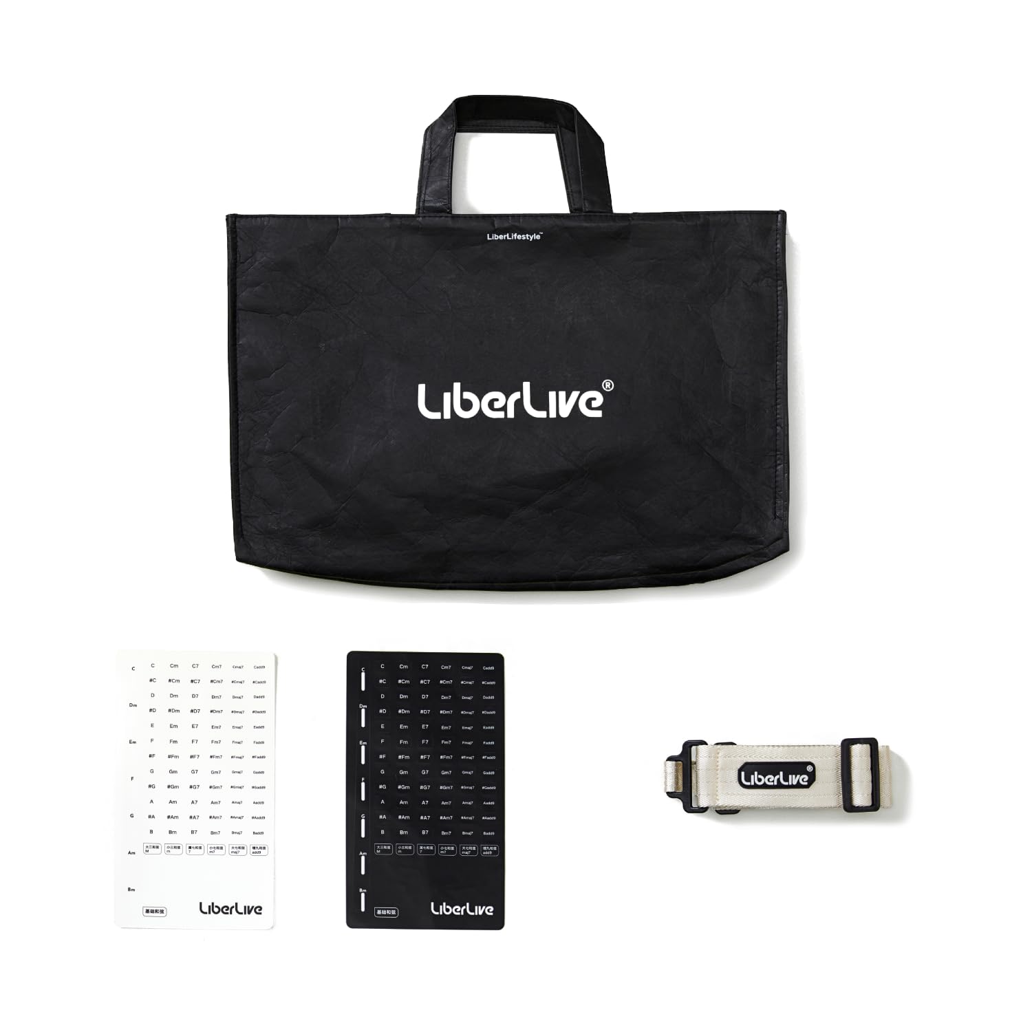 LiberLive C1 Accessory Package - Tyvek Tote, a Replacement Shoulder Strap, and Chord Stickers (White)