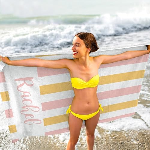 Miniatura 4 de Toalla de playa personalizada con nombre, toallas de playa personalizadas de microfibra para niños, sin arena, de secado rápido, toalla de piscina