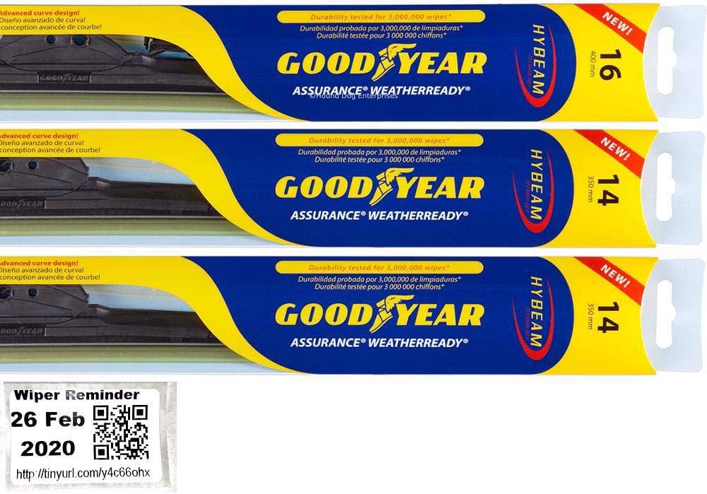 Windshield Wiper Blade Set/Kit/Bundle for 2007-2014 Toyota FJ Cruiser - Driver, Center & Passenger Blades & Reminder Sticker (Assurance WeatherReady)