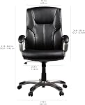 Amazon Basics Executive High Back Office Desk Chair, Adjustable Height, Tilt, Swivel, one Size, Black/Silver