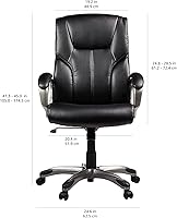 Vista 3 de Yaxa Basics Executive High Back Office Chair, Adjustable Height, Tilt, Swivel, Padded Seat, Bonded Leather, Wheels, Black/Silver