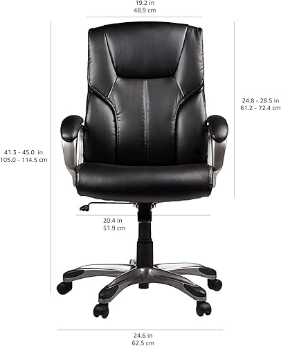 Miniatura 3 de Tienda Basics Silla ejecutiva de escritorio de oficina con respaldo alto, altura ajustable, inclinación, giratoria, talla única, negroplateado