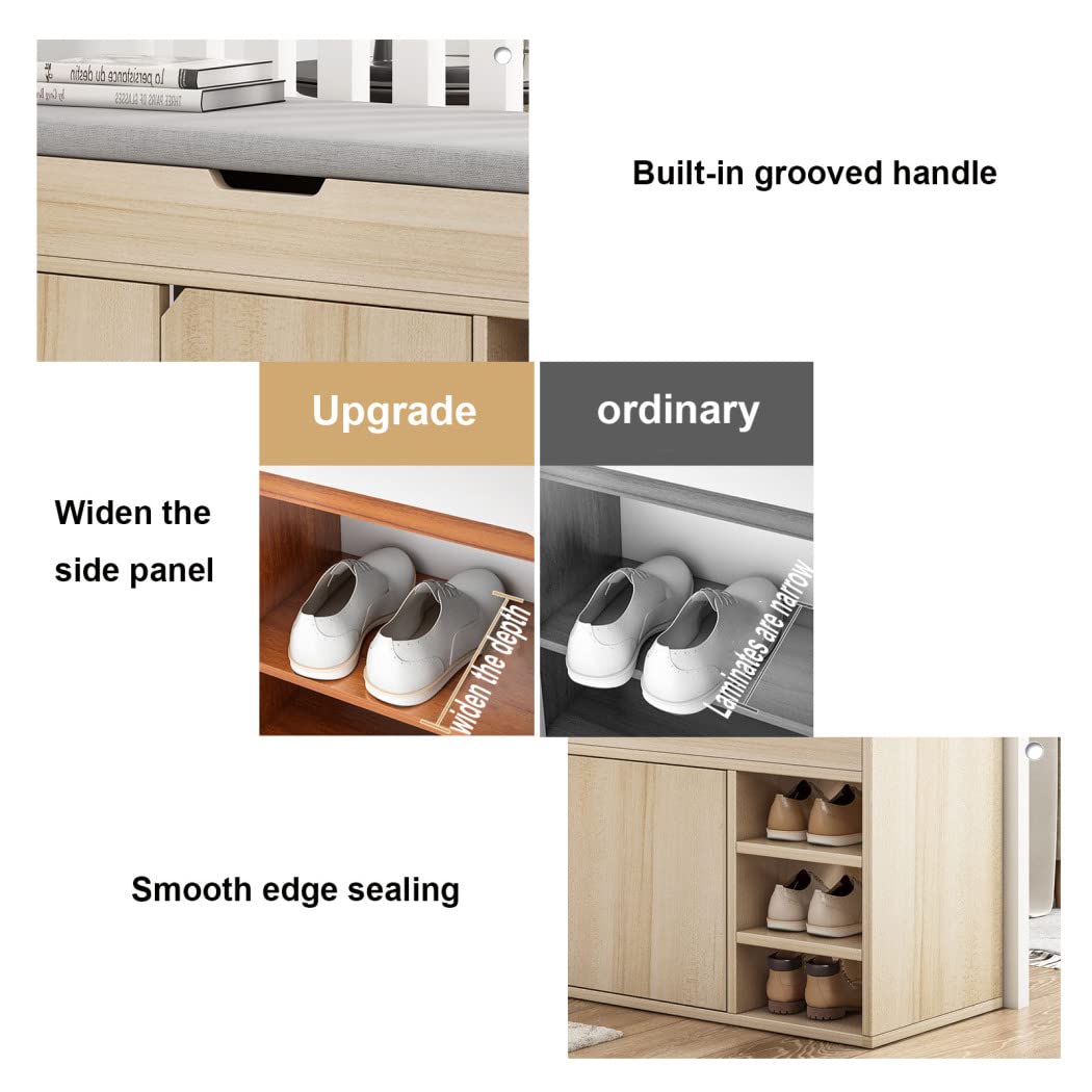 Banco Zapatero de 2 Niveles con cajón de Almacenamiento Oculto y Asiento Acolchado. Diseño Moderno para recibidor, Pasillo, baño o Sala de Estar. Elegante Taburete para g