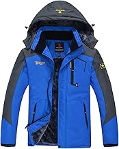 Men's Fleece Jacket Winter Waterproof Warm Ski Jackets Windproof Coat with Zip Pockets Hood