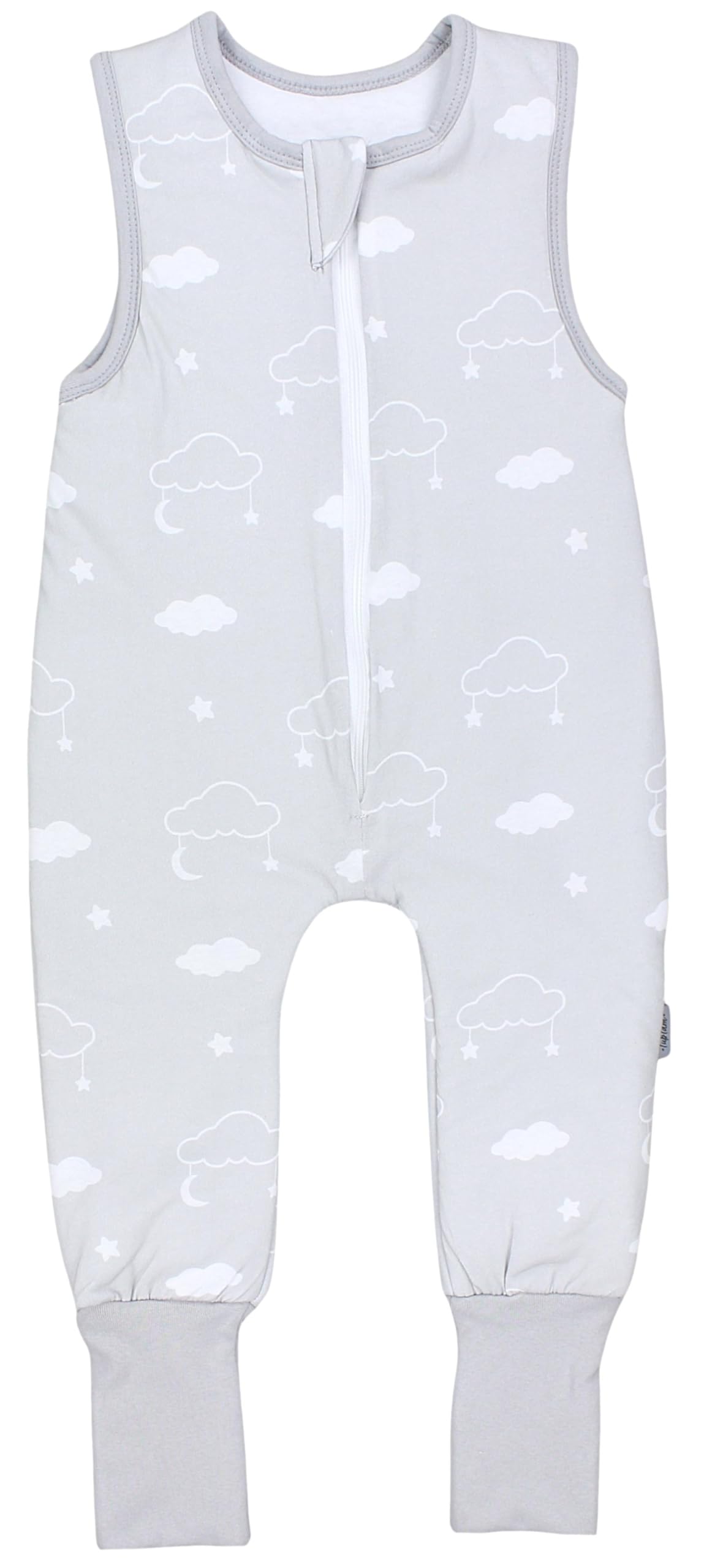TupTam Schlafsack mit Füßen – Ganzjahresschlafsack Baby 2.5 TOG aus Baumwolle, OEKO-TEX zertifiziert, Farbe: Wolke Stern Mond umstülpbarer Fuß, Größe: 80-86