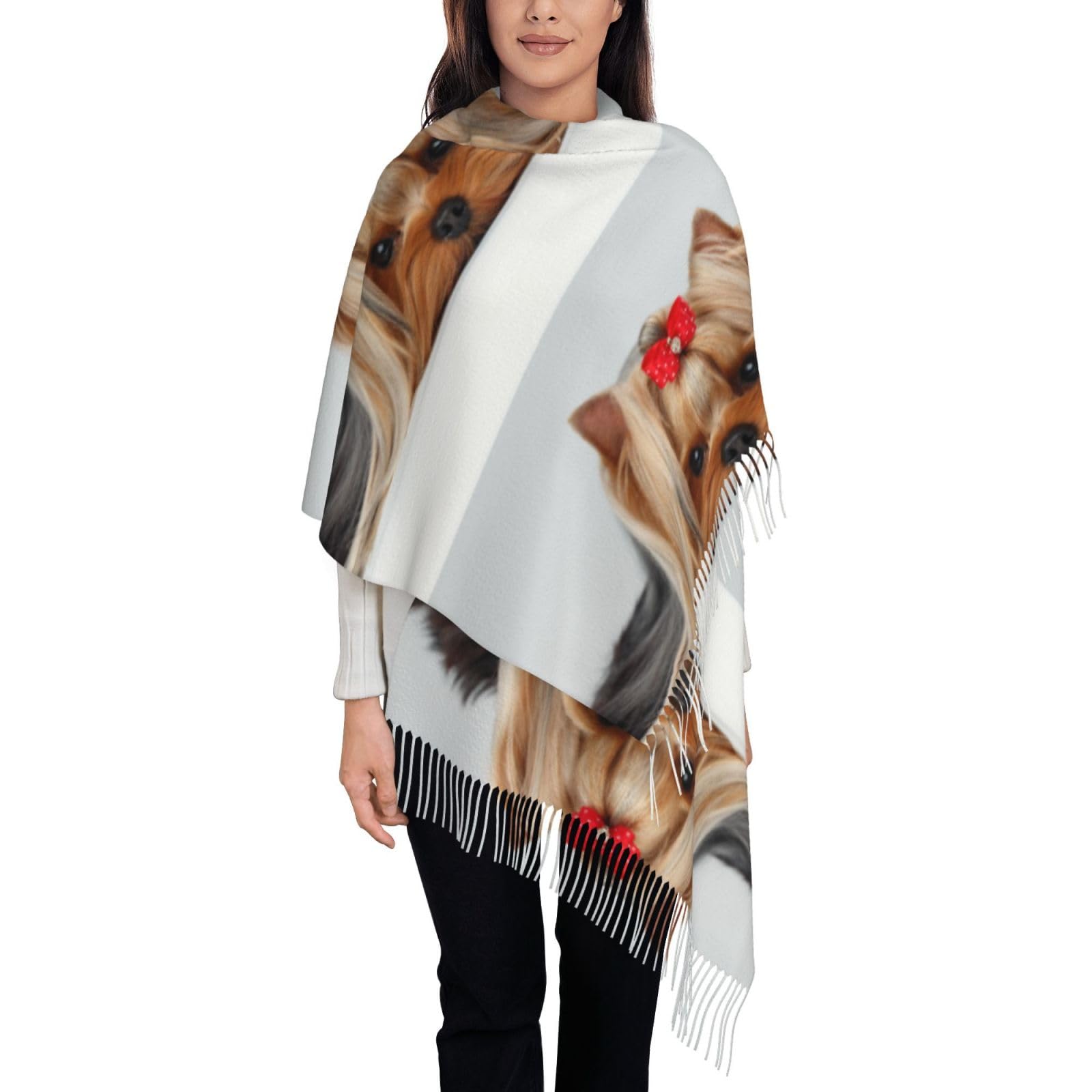KazUp Yorkshire Terrier, Scarf Womens Large Soft Cashmere Feel Shawls Wraps Light Stole 192x75 cm