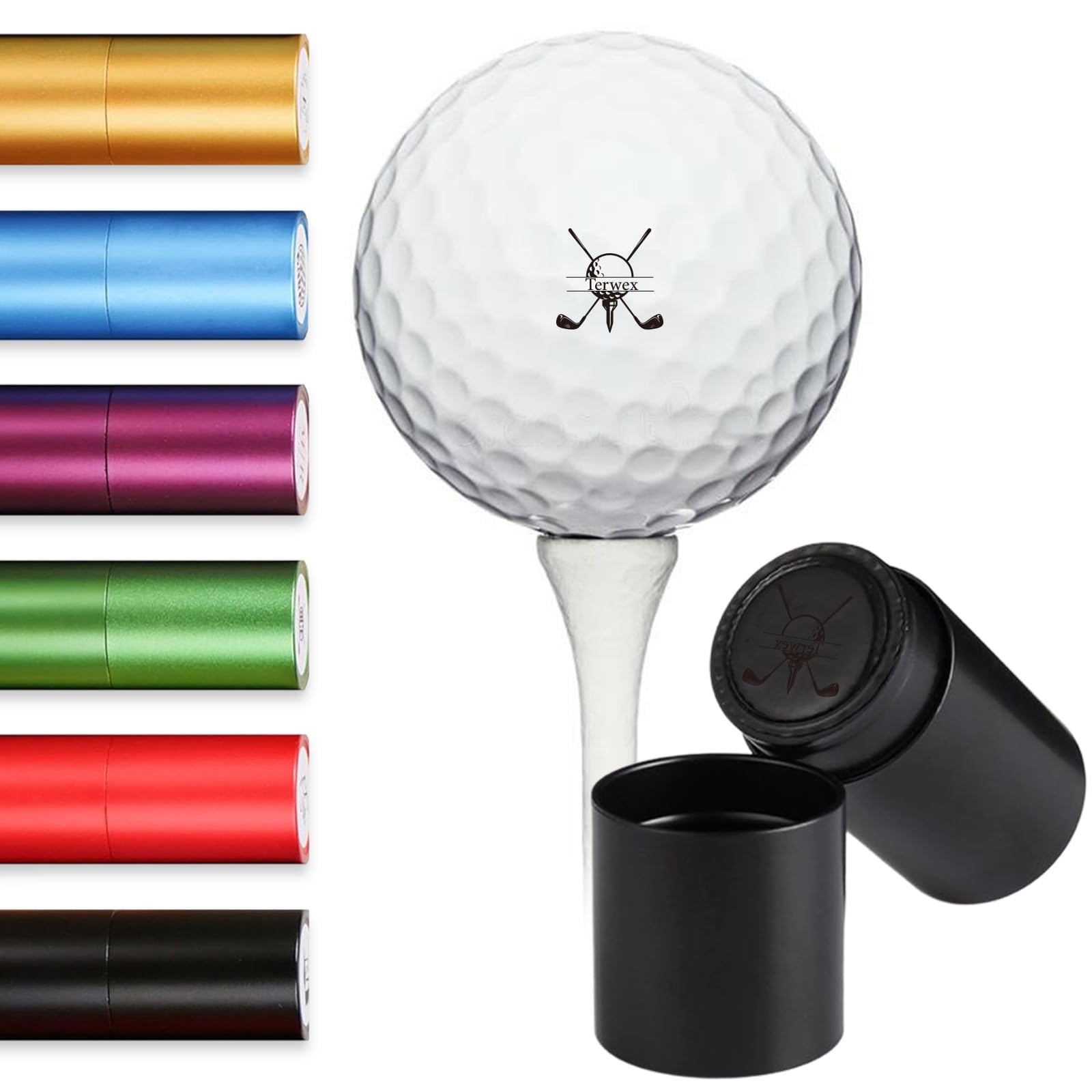 Terwex Custom Golf Ball Stamp - Personalized Golf Ball Marker Stamp, Waterproof Ink Customized Golf Balls Stamps with Your Logo, Golf Ball Stamper, Golf Accessories Golfer Dad Father Golf Gifts(Black)